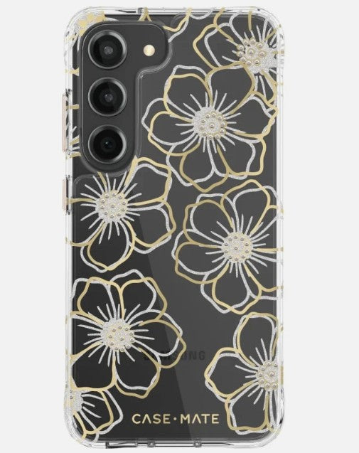 Samsung S23 Case-Mate Floral Gems Antimicrobial Case