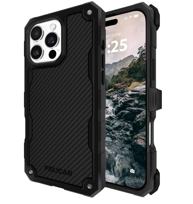 iPhone 16 Pro Max Pelican Shield MagSafe Case with Holster - Carbon Fibre