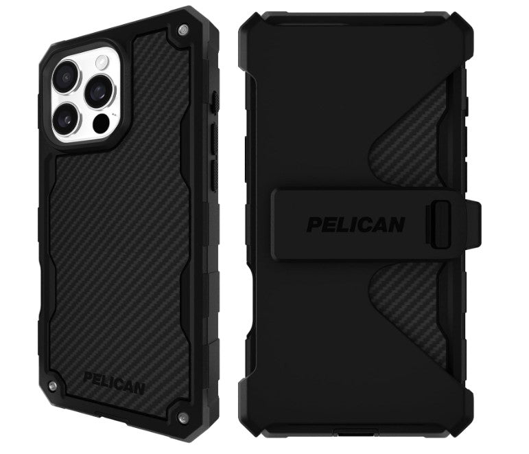 iPhone 16 Pro Max Pelican Shield MagSafe Case with Holster - Carbon Fibre
