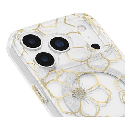 iPhone 17 Pro Case-Mate Floral Gems MagSafe Case - Gold