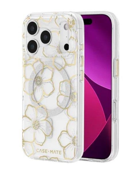 iPhone 17 Pro Max Case-Mate Floral Gems MagSafe Case - Gold