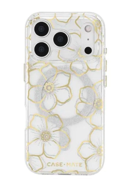 iPhone 17 Pro Max Case-Mate Floral Gems MagSafe Case - Gold
