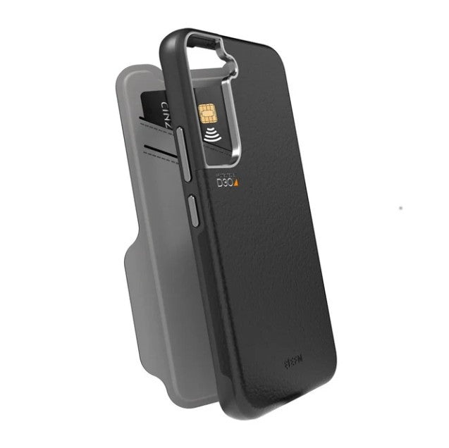 EFM Monaco Leather Wallet Case Armour with D3O 5G Signal Plus For Samsung Galaxy S22 Plus