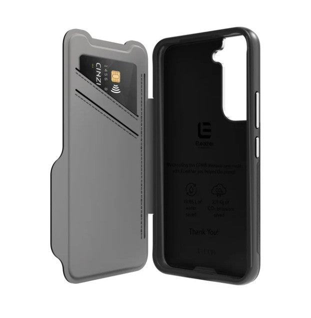 EFM Monaco Leather Wallet Case Armour with D3O 5G Signal Plus For Samsung Galaxy S22 Plus