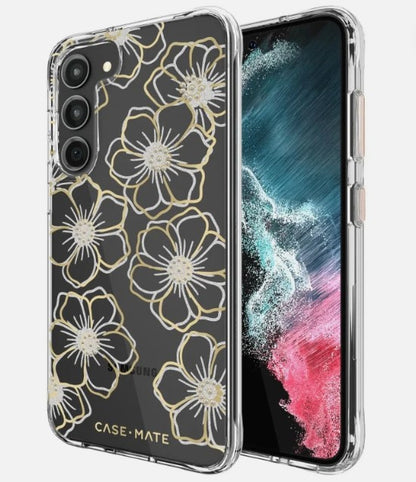 Samsung S23 Case-Mate Floral Gems Antimicrobial Case