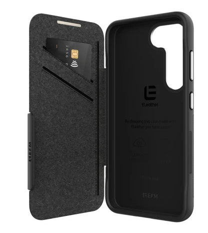 EFM Monaco Case Armour with ELeather and D3O 5G Signal Plus Technology For Samsung Galaxy S23 - Black/Space Grey