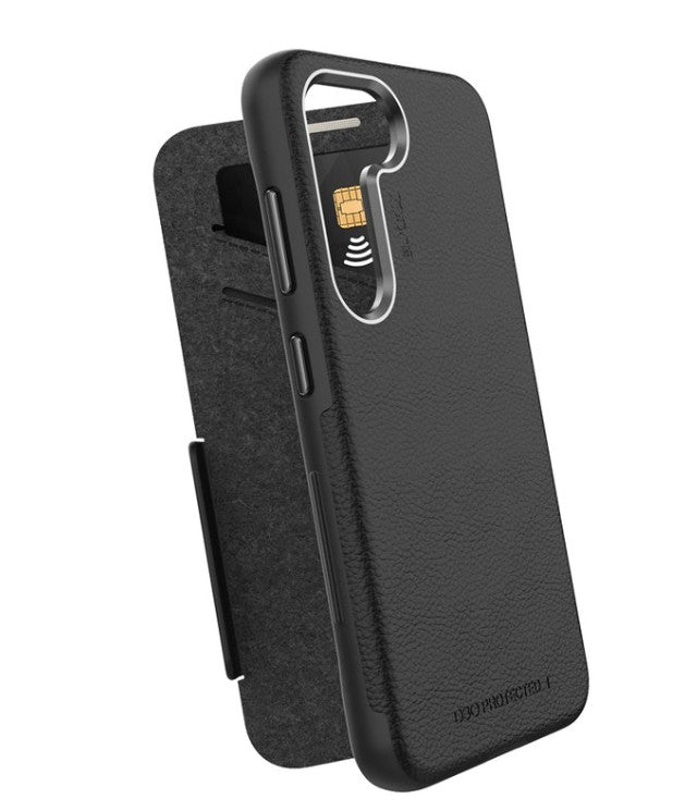 EFM Monaco Case Armour with ELeather and D3O 5G Signal Plus Technology For Samsung Galaxy S23 Plus - Black/Space Grey