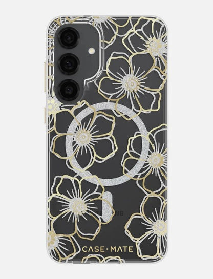 Samsung Galaxy S25 Plus Case-Mate Floral Gems Case (Gold w/ Magnet)