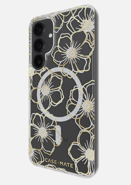 Samsung Galaxy S25 Plus Case-Mate Floral Gems Case (Gold w/ Magnet)