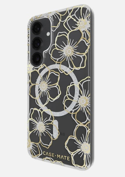 Samsung Galaxy S25 Plus Case-Mate Floral Gems Case (Gold w/ Magnet)